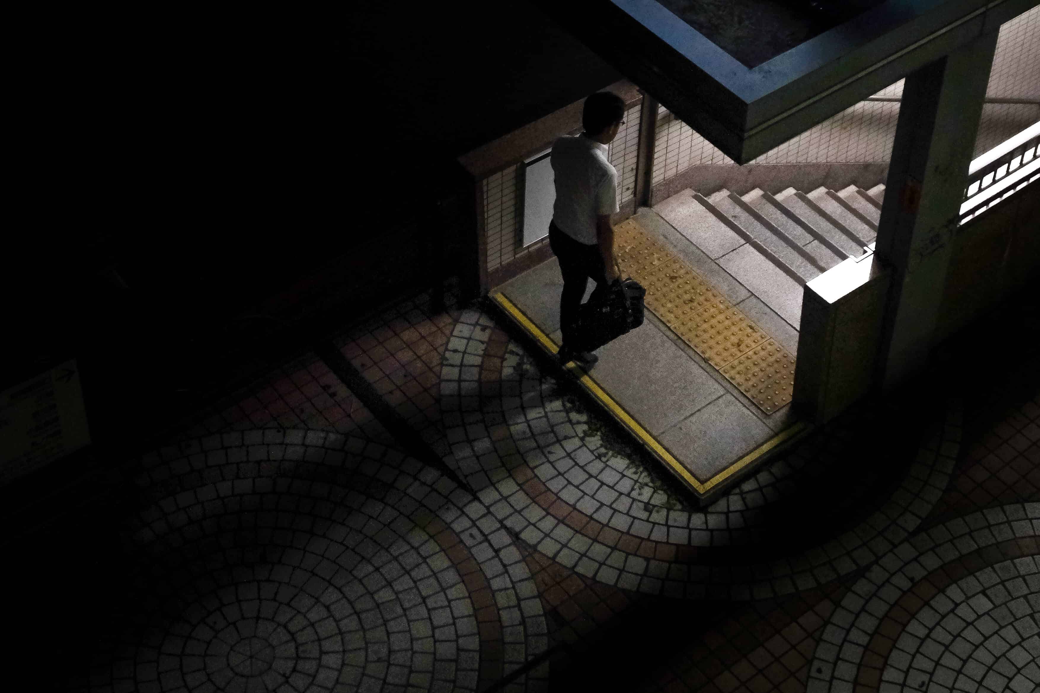 Hidden Shinjuku Photo Spot: The Dark Moody Subway Exit guide book for photography in tokyo